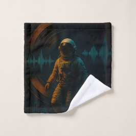 Astronauten schweben in Glitchwave Art und Weise Waschlappen