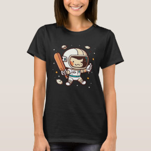 Astronauten spielen Weltraum-Cricket-Player T-Shirt