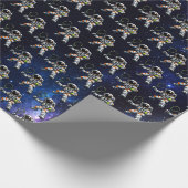 Astronauten Tennis Geschenkpapier (Ecke)