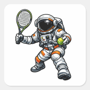 Astronauten Tennis Quadratischer Aufkleber