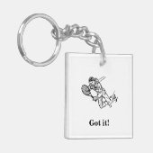 Astronauten-Tennisspieler mit Text Schlüsselanhänger (Vorderseite links)