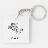 Astronauten-Tennisspieler mit Text Schlüsselanhänger (Rückseite)