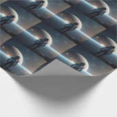 Astronauten treiben im Universum Geschenkpapier (Ecke)