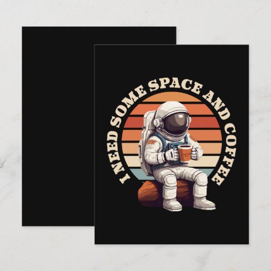 Astronauten trinken Kaffee Begleitkarte (Vorne/Hinten)