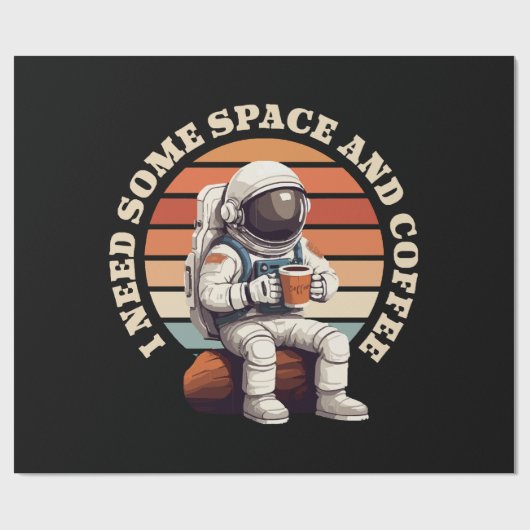Astronauten trinken Kaffee Geschenkpapier (Flach)