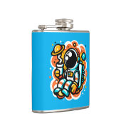 Astronauten trinken Kaffee - Koffein im Weltraum Flachmann (Rechts)