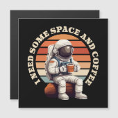 Astronauten trinken Kaffee Magnetkarte (Vorne/Hinten)