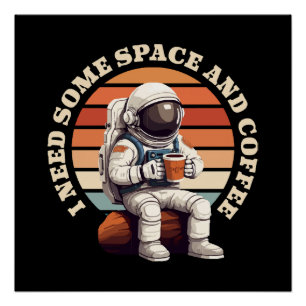 Astronauten trinken Kaffee Poster