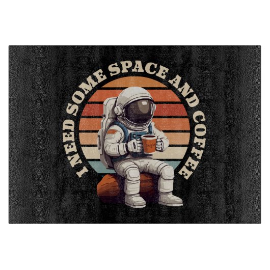 Astronauten trinken Kaffee Schneidebrett (Vorderseite)