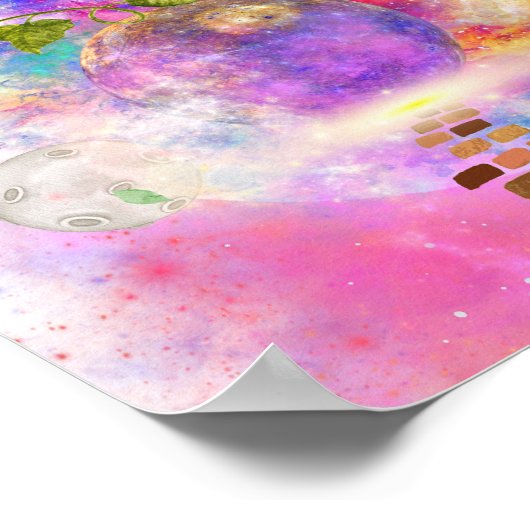 Astronauten und Planeten außerhalb des Universums Poster (Ecke)