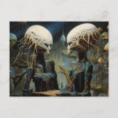 Astronauten verlieren in einer traumhaften Alien-L Postkarte (Vorderseite)