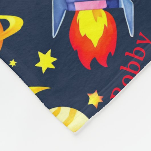 Astronauten verschießen Raumfahrtplaneten mit Name Fleecedecke (Ecke)