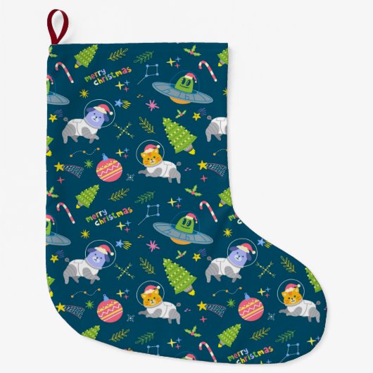 Astronauten von Tieren Großer Weihnachtsstrumpf (Vorderseite)