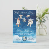 Astronauten-Weltraum-Babydusche Einladung (Stehend Vorderseite)