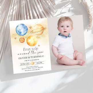 Astronauten Weltraum erste Reise um das Sun-Foto Einladung