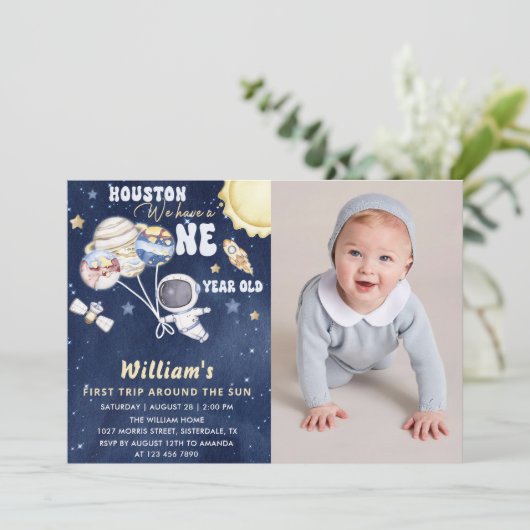 Astronauten Weltraum erste Reise um die Sonne zum  Einladung (Stehend Vorderseite)