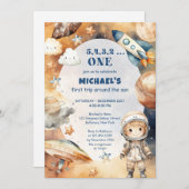 Astronauten Weltraum erste Reise um die Sonne zum  Einladung (Vorne/Hinten)