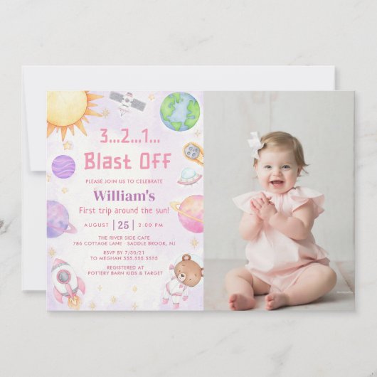 Astronauten Weltraum erste Reise um die Sonne zum Einladung (Vorderseite)