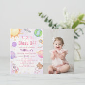 Astronauten Weltraum erste Reise um die Sonne zum  Einladung (Stehend Vorderseite)