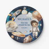 Astronauten Weltraum erste Reise um die Sonne zum Pappteller (Vorderseite)