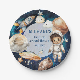 Astronauten Weltraum erste Reise um die Sonne zum Pappteller