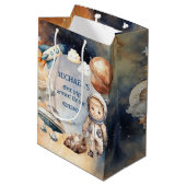 Astronauten Weltraum Erste Reise um die Sonnenkorb Mittlere Geschenktüte (Rückseite Schrägansicht)