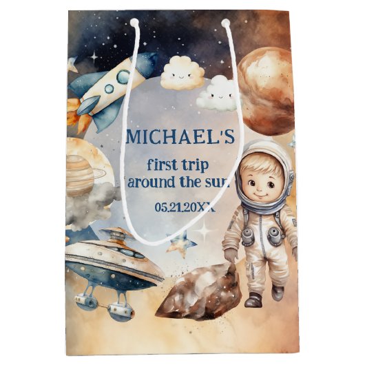Astronauten Weltraum Erste Reise um die Sonnenkorb Mittlere Geschenktüte (Vorderseite)