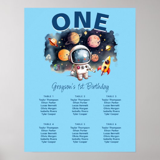 Astronauten Weltraum Geburtstag Blue Seekarte Poster (Vorne)