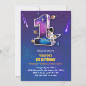 Astronauten Weltraum Themenjunge 1. Geburtstag Einladung (Vorderseite)