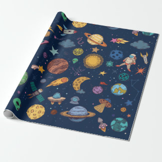 Astronauten Weltraum, zurück zum Schulkind Geschenkpapier