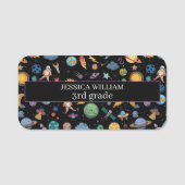 Astronauten Weltraum, zurück zum Schulkind Namensschild (Vorderseite)