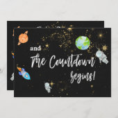 *~ Astronauten-Weltraumraketen-Planet-Babydusche Einladung (Vorne/Hinten)