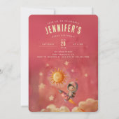 Astronautenabenteuer Erste Geburtstagsparty Einladung (Rückseite)