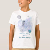 Astronautenabenteuer: [Name] Kosmische Feier T-Shirt (Vorderseite)