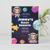 AstronautenBaby-Dusche Einladung (Stehend Vorderseite)