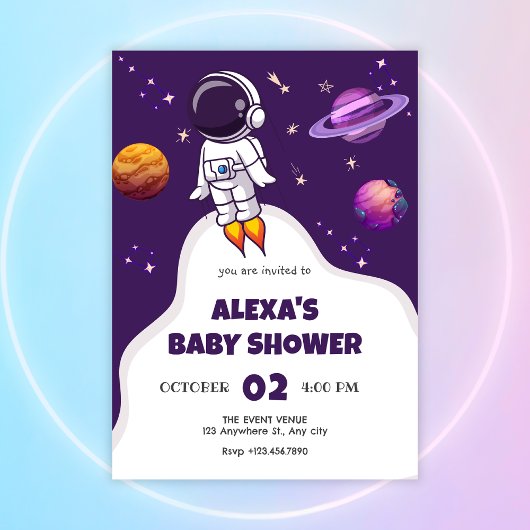 Astronautenbaby-Dusche Einladung