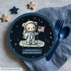 Astronautenbär Geburtstagsplatte für Little Boy Pappteller