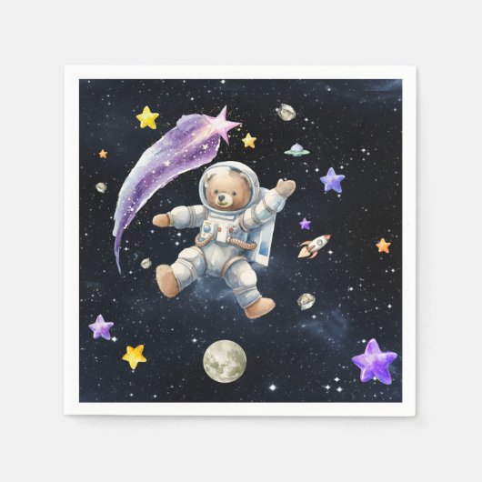 Astronautenbär Napkins| Weltraum-thematisches Part Serviette (Vorderseite)