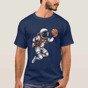 Astronautenbasketballschläger im Weltraum T-Shirt