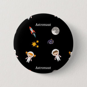Astronautenberufsmuster auf schwarz button