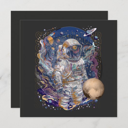 Astronautendesign Einladung (Vorne/Hinten)