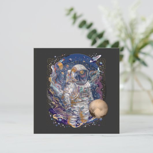 Astronautendesign Einladung (Stehend Vorderseite)