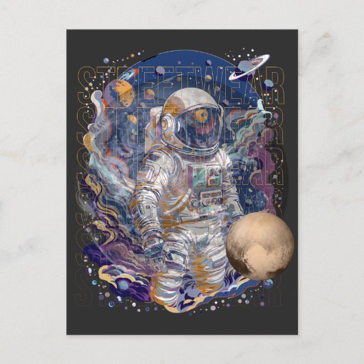 Astronautendesign Einladungspostkarte (Vorderseite)