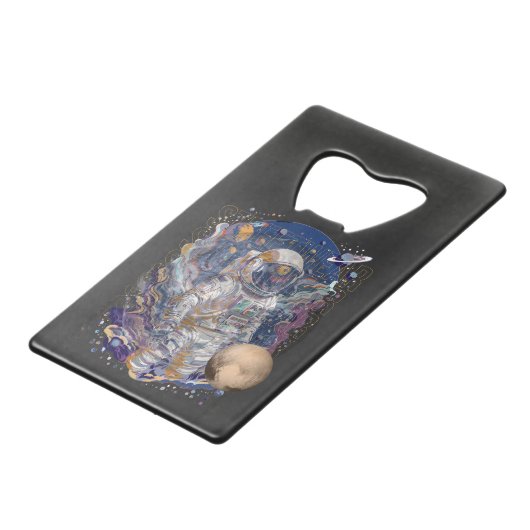 Astronautendesign Geldbeutel Flaschenöffner (Vorderseite Schrägansicht)