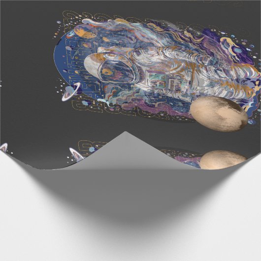 Astronautendesign Geschenkpapier (Ecke)