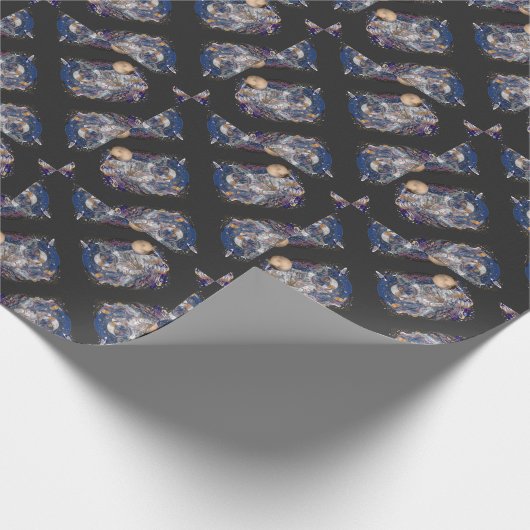 Astronautendesign Geschenkpapier (Ecke)