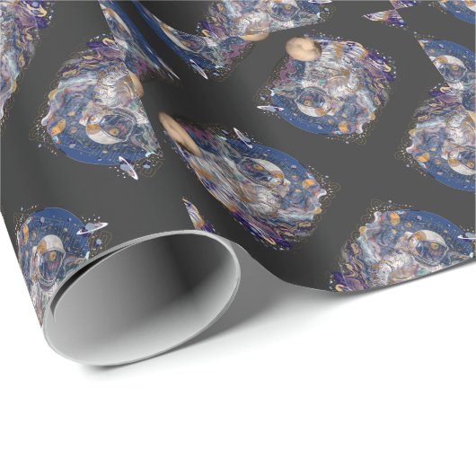 Astronautendesign Geschenkpapier (Rolleneckpunkt)
