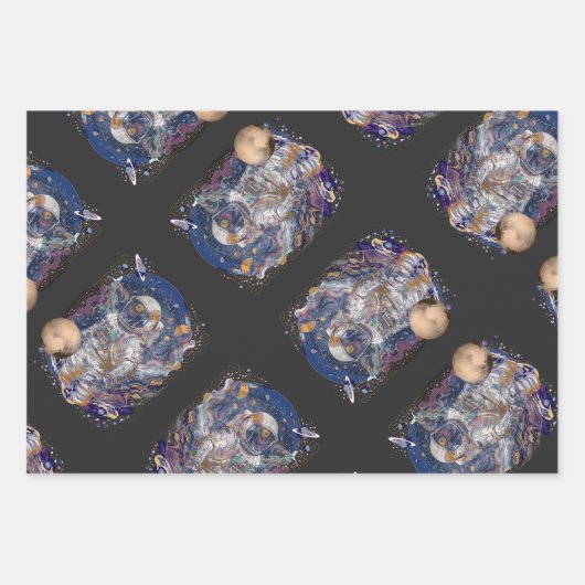 Astronautendesign Geschenkpapier Set (Vorderseite 3)