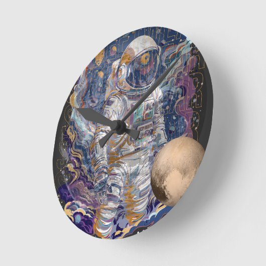 Astronautendesign Runde Wanduhr (Winkel)