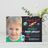 Astronautenexplosion aus dem Foto Einladung (Stehend Vorderseite)